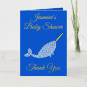 キュートブルー男の赤ちゃんナルホールベビーシャワーカスタム 箔グリーティングカード (正面)