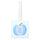 キュートブルー男の赤ちゃんパンプキカスタムン1stクリスマス キューブオーナメント (正面)