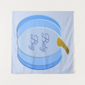 キュートブルー男の赤ちゃんパンプキンカスタム タペストリー (正面(横))