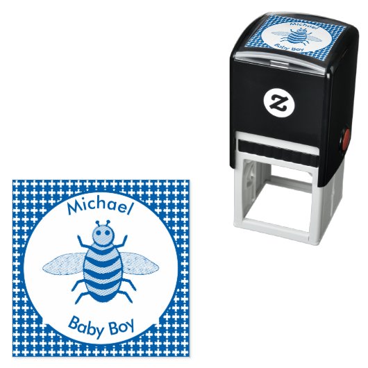 キュートブルー男の赤ちゃんビーカスタム セルフインキングスタンプ (インサイチュ)