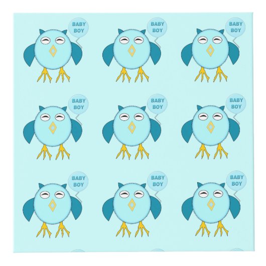 キュートブルー男の赤ちゃんフクロウパーソナライズされた フォトキューブ (右)