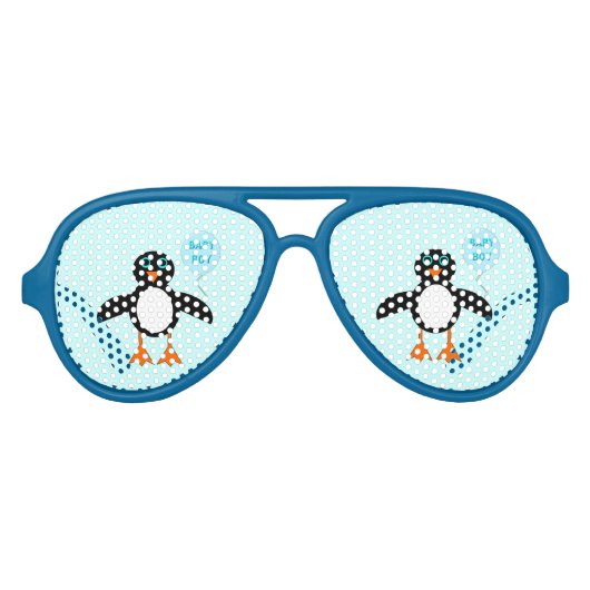 キュートブルー男の赤ちゃんペンギンパーティーシェード アビエーターサングラス (正面)