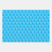 キュートブルー男の赤ちゃんペンギン ラッピングペーパーシート (正面2)