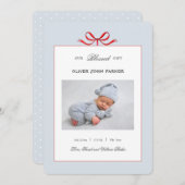 キュートブルー男の赤ちゃんホリデー誕生 案内状 (正面/裏面)