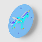 キュートブルー男の赤ちゃんユニコーン子供部屋 ラウンド壁時計 (傾斜)
