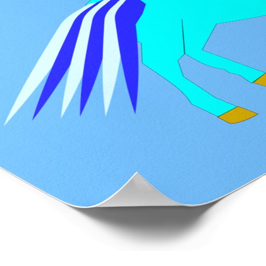 キュートブルー男の赤ちゃんユニコーン ポスター (角)