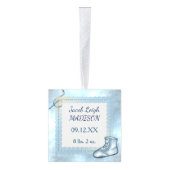 キュートブルー男の赤ちゃん写真テンプレート キューブオーナメント (右)