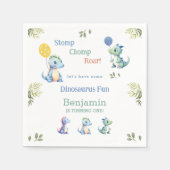 キュートブルー男の赤ちゃん恐竜1st誕生日パーティー スタンダードカクテルナプキン (正面)