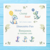 キュートブルー男の赤ちゃん恐竜1st誕生日パーティー スタンダードカクテルナプキン