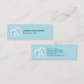 キュートブルー男の赤ちゃん足イラストレーション スキニー名刺 (正面/裏面)