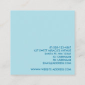 キュートブルー男の赤ちゃん足イラストレーション スクエア名刺 (裏面)