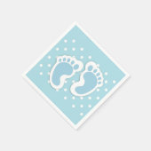 キュートブルー男の赤ちゃん足イラストレーション スタンダードカクテルナプキン (角)