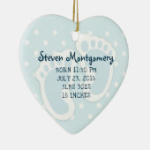 キュートブルー男の赤ちゃん足イラストレーション セラミックオーナメント (右)