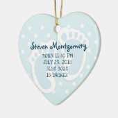 キュートブルー男の赤ちゃん足イラストレーション セラミックオーナメント (左)