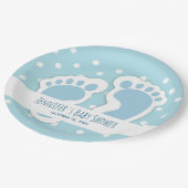 キュートブルー男の赤ちゃん足イラストレーション ペーパープレート (アングル)