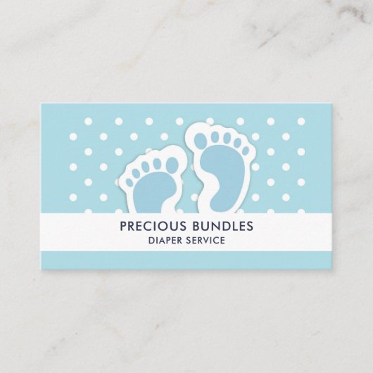 キュートブルー男の赤ちゃん足イラストレーション 名刺 (正面)