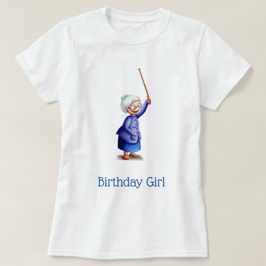 キュートブルー祖母誕生日 Tシャツ (デザイン正面)