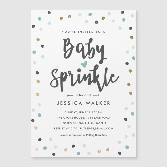 キュートブルー紙吹雪型ベビー散布招待状 (正面)