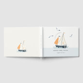 キュートブルー航海のセイボートパステルベビーシャワー ゲストブック (全面)