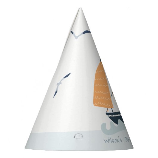 キュートブルー航海のセイボートパステル子供の誕生日 パーティーハット (左)