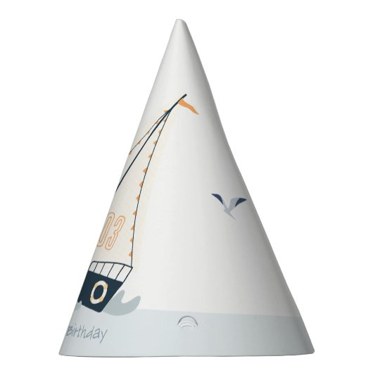 キュートブルー航海のセイボートパステル子供の誕生日 パーティーハット (右)