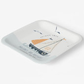 キュートブルー航海のセイボートパステル子供の誕生日 ペーパープレート (傾斜あり)