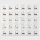 キュートブルー航海のセイボートパステル子供の誕生日 ラッピングペーパー (フラット)