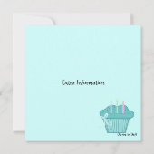 キュートブルー誕生日カップケーキ招待状 招待状 (裏面)