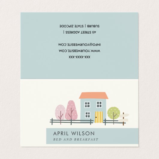 キュートブルー赤面ガーデンホームステイベッド&ブレックファースト 名刺 (外部フラット)