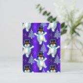 キュートブルー踊り雪だるま シーズンポストカード (スタンド正面)