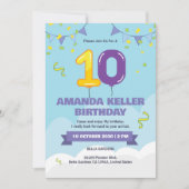 キュートブルー10番誕生日招待状 招待状 (正面)