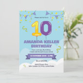 キュートブルー10番誕生日招待状 招待状 (スタンド正面)