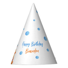 キュートブルー&オレンジコーラルドルフィン子供の誕生日 パーティーハット