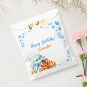 キュートブルー&オレンジコーラルドルフィン子供の誕生日 フェイバーバッグ (封をした状態)