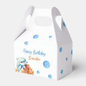 キュートブルー&オレンジコーラルドルフィン子供の誕生日 フェイバーボックス (裏面サイド)