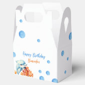 キュートブルー&オレンジコーラルドルフィン子供の誕生日 フェイバーボックス (オープン)