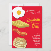 キュートブレックファーストブランチキッズ1st誕生日パーティー 招待状 (正面)