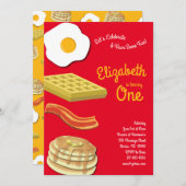 キュートブレックファーストブランチキッズ1st誕生日パーティー 招待状 (正面/裏面)