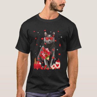 キュートブロシアのルーキャットバレンタインおもしろい猫パパ猫MO Tシャツ