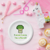 キュートブロッコリープンカートゥーンデザイン ペーパープレート (パーティー)