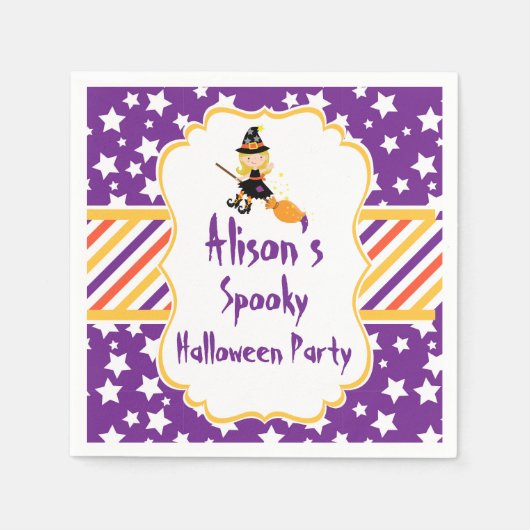 キュートブロンドウィッチハローウィンパーティ スタンダードカクテルナプキン (正面)