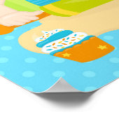 キュートブロンドボーイベーキング誕生日 ポスター (角)