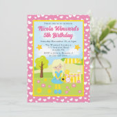 キュートブロンドレモネードガール子供の誕生日 招待状 (スタンド正面)