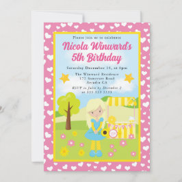 キュートブロンドレモネードガール子供の誕生日 招待状