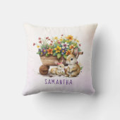 キュートブンニー名前をカスタムするガールイースター クッション (裏面)