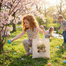 キュートブンニー名前をカスタムするガールイースター トートバッグ