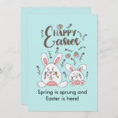 キュートブンニー春フラワーイースター シーズンカード (正面/裏面)