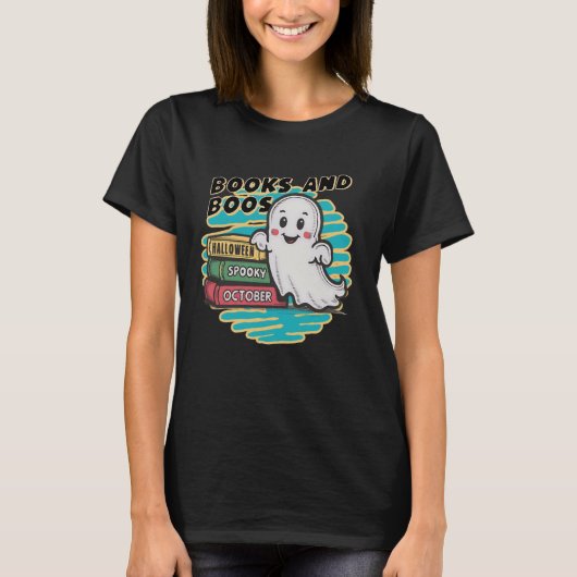 キュートブークス読幽霊もっと本おもしろい先生H Tシャツ (正面)