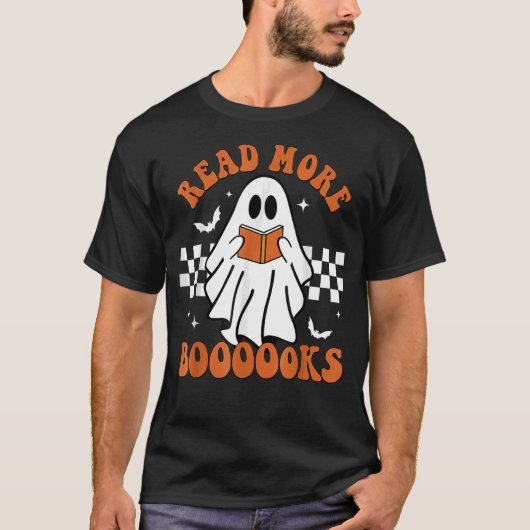 キュートブークス読幽霊もっと本おもしろい先生H Tシャツ (正面)
