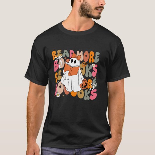 キュートブークス読幽霊もっと本おもしろい先生H Tシャツ (正面)